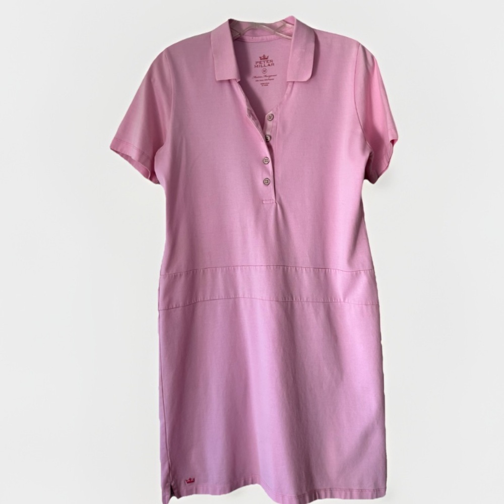 Peter Millar Women's Performance Golf Dress Medium Polo Collared Sleeveless Pink